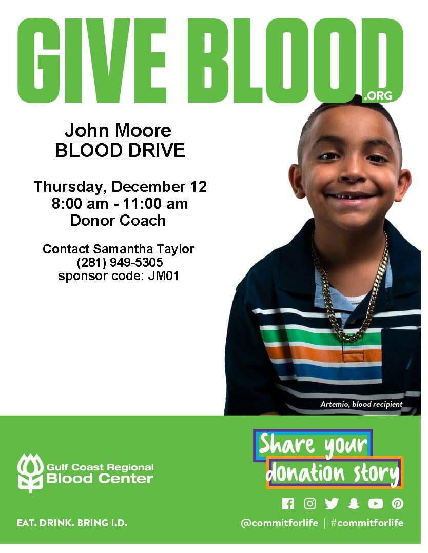 John Moore Services Blood Drive Flier